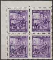 18/ Pof. 108, Violet, Corner 4-block, Print Plate 2 - Unused Stamps