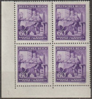 19/ Pof. 108, Violet, Corner 4-block, Print Plate 2 - Unused Stamps