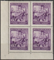 22/ Pof. 108, Brown Violet, Corner 4-block, Print Plate 4 - Nuovi
