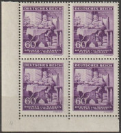 22/ Pof. 108, Brown Violet, Corner 4-block, Print Plate 4 - Ongebruikt