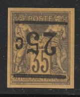 TAHITI - N°1a * (1882) "Surcharge Renversée" : 25c S.35c Violet-noir - Signé Roumet Et Calves. - Unused Stamps