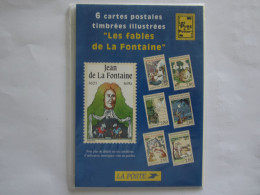 LOT  DE 6 CARTES POSTALES TIMBREES ET ILLUSTREES LES FABLES DE LA FONTAINES SOUS BLISTER TIMBREES A 2,80 FRANCS - Contes, Fables & Légendes