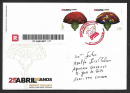 Portugal 2024 FDC Recommandée Emission Commune Joint Issue 25 Avril Revolution Des Oeillets Carnation Revolution R FDC - FDC