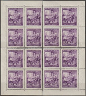 28/ Pof. 108, Brown Violet, Corner 4-block Miniature, Print Plate 3 - Ongebruikt