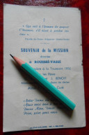 72 Sarthe SOUVENIR MISSION 1952 à ROUESSE VASSE Religion Imp Deslandes Sille Le Guillaume Image Pieuse - Images Religieuses