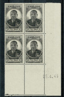 GUADELOUPE Félix Eboué Bolc De 4 Coin Daté 25.4.45 ** MNH SUPERBE - 1945 Gouverneur-Général Félix Éboué