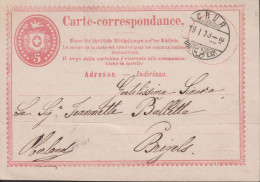 1870 Schweiz Carte-correspondance, Zum:1. 5 Cts Karmin ⵙ CHUR 19.1.73 - Ganzsachen