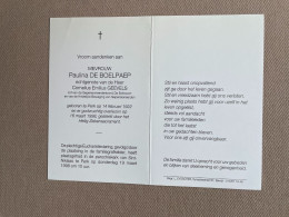 DE BOELPAEP Paulina  °PERK 1922 +PERK 1998 - GEEVELS - Obituary Notices