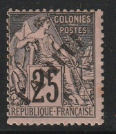 TAHITI - N°15 * (1893) 25c Noir Sur Rose - Ongebruikt