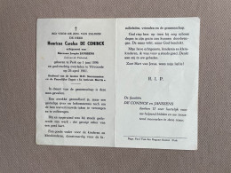 DE CONINCK Henricus Carolus °PERK 1896 +VILVOORDE 1961 - JANSSENS - Obituary Notices