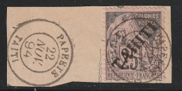 TAHITI - N°15 Obl Sur Fragment (1893) 25c Noir Sur Rose - Usados