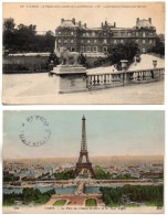 Lot De 4 CP. PARIS Le Palais Et Le Jardin Du Luxembourg, Le Parc Du Champ De Mars Et La Tour Eiffel; PalaisRoyal; Le Mon - Autres Monuments, édifices