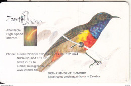 ZAMBIA(chip) - Red & Blue Sunbird, Zamtel Telecard K10000, Chip GEM3.3, Used - Zambia