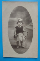 Petite Fille Et Son Tambourin - Carte Photo - Portraits