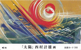 Japan Prepaid Libary Card 500 - Art Painting Sun By Nishimura - Japon