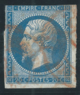 N°14 20c BLEU NAPOLEON TYPE 2 / CACHET ROUGE DES IMPRIMES - 1853-1860 Napoleon III