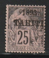 TAHITI - N°27 * (1893) 25c Noir Sur Rose - Nuevos