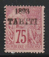 TAHITI - N°29 * (1893) 75c Rose - Neufs