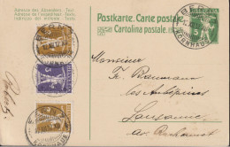 1912 Schweiz Postkarte Zum: 52. 5 Cts Grün, + Zum: 117+123ll+124,12.Xll.12 Tell Knabe, ⵙ  BERN KORNHAUS,12.Xll.12 - Entiers Postaux