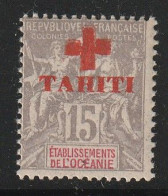 TAHITI - N°35 ** (1915) Croix Rouge : 15c Gris - Neufs