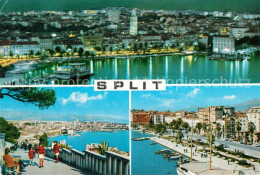 73334632 Split Spalato Nachtaufnahme Hafen Promenade Meerblick Uferstrasse Split - Croatie