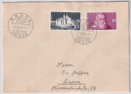 Zuschlagsausgaben Zumst. 29 + 282 / Mi. 497, 512 PORTOGERECHT Auf Brief Mit Sonderstempel 1948 IMABA BASEL - Brieven En Documenten