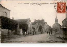 ESBLY: Statue Du Commandant Berthaud Et Place De L'église - état - Esbly