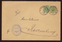 Allemagne Wurtemberg Entier Postal Ganzasche Service Cachet 1907 Ebingen Lettre Avec Complément Timbre Brief Cover - Ganzsachen