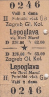 Yugoslavia Yugoslav Railways Train Ticket Line Zgareb-Lepoglava Return Ticket 1947 - Europa