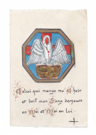 Image Pieuse Peinte "celui Qui Mange Ma Chair Et Boit Mon Sang Demeure En Moi Et Moi En Lui", Pélican Se Déchirant - Santini