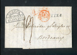 "LUEBECK" 1843, Vorphila-Transitbrief Klarer HK-Stempel "F.TH.u.TAX.PA LUEBECK", Transitstempel, Nach Bordeaux (L1213) - [Voorlopers