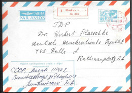 Russia 16K Airmail Registered Postal Stationery Cover Mailed To Germany 1973 - Lettres & Documents