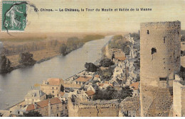 CHINON - Le Château, La Tour Du Moulin Et Vallée De La Vienne - état - Chinon