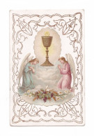 Anges Et Eucharistie, Chromo Fixée En Bas, Se Soulevant, Prière - Andachtsbilder