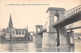 LANGON - L'Eglise Et L'Ancien Pont Suspendu Sur La Garonne - Très Bon état - Langon