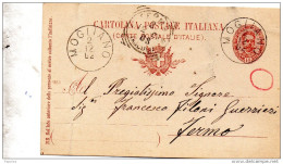 1902  CARTOLINA CON ANNULLO MOGLIANO  MACERATA - Postwaardestukken