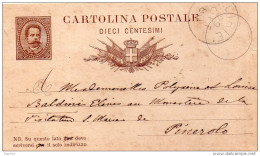 1880  CARTOLINA CON ANNULLO CIRIE' TORINO - Postwaardestukken