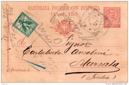 1906  CARTOLINA CON ANNULLO  MARSALA - Stamped Stationery