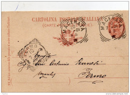 1901   CARTOLINA CON ANNULLO  MACERATA - Stamped Stationery