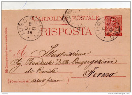 1905   CARTOLINA CON ANNULLO LORO PICENO MACERATA - Stamped Stationery
