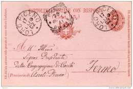 1902   CARTOLINA CON ANNULLO LORO PICENO MACERATA - Entero Postal