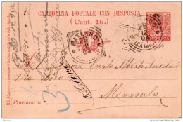 1904   CARTOLINA CON ANNULLO PATERNO' CATANIA - Stamped Stationery