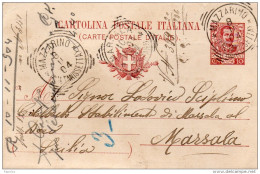 1904  CARTOLINA CON ANNULLO MAZZARINO  CALTANISETTA - Ganzsachen