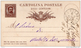 1881  CARTOLINA CON ANNULLO PORTO RECANATI  MACERATA - Entiers Postaux