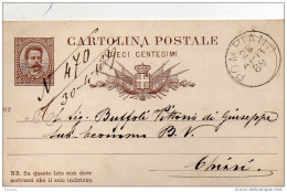 1889    CARTOLINA CON ANNULLO POMPIANO BRESCIA - Stamped Stationery