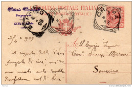 1909  CARTOLINA CON ANNULLO  CREMA - Postwaardestukken