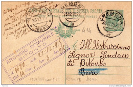 1915  CARTOLINA CON ANNULLO  CREMONA + BITONTO - Postwaardestukken