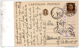 1941  CARTOLINA CON ANNULLO BAGNI DI LUCCA - Stamped Stationery