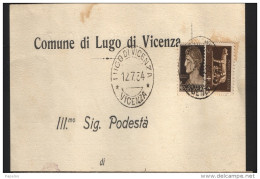 1934  LETTERA  CON ANNULLO LUGO DI  VICENZA - Marcophilia