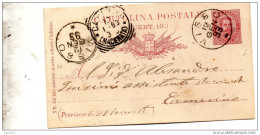 1893  CARTOLINA CON ANNULLO  VISSO MACERATA - Stamped Stationery